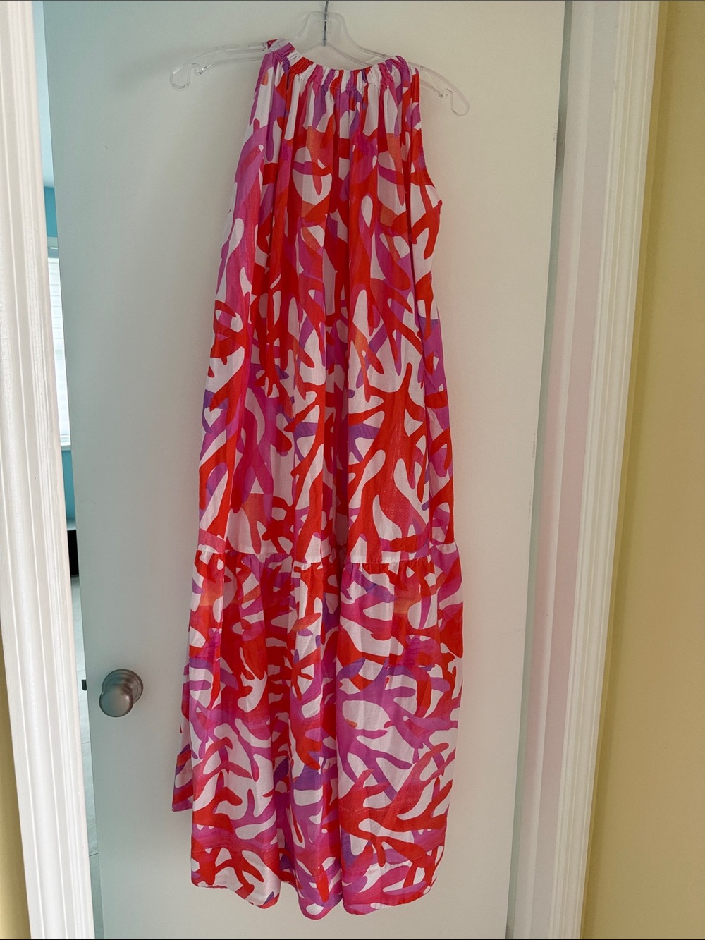 Milly Cabana Maxi Dress Size L Coral Print